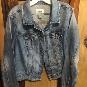 Old Navy Distressed Denim Jean Jacket Womens Size XL